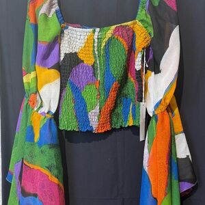Life4truth multi color top w bell sleeves